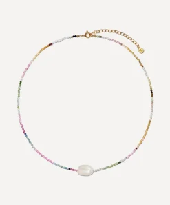 Bon Bon Jewellery Club Necklaces^14ct Gold-Plated Vermeil Brass Tourmaline and Pearl Necklace