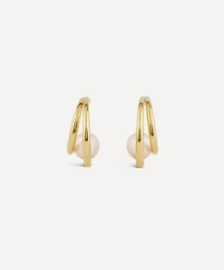 Dinny Hall Earrings|Earrings^22ct Gold-Plated Vermeil Silver Toro Pearl Double Hoop Earrings