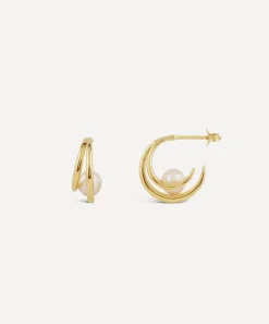 Dinny Hall Earrings|Earrings^22ct Gold-Plated Vermeil Silver Toro Pearl Double Hoop Earrings
