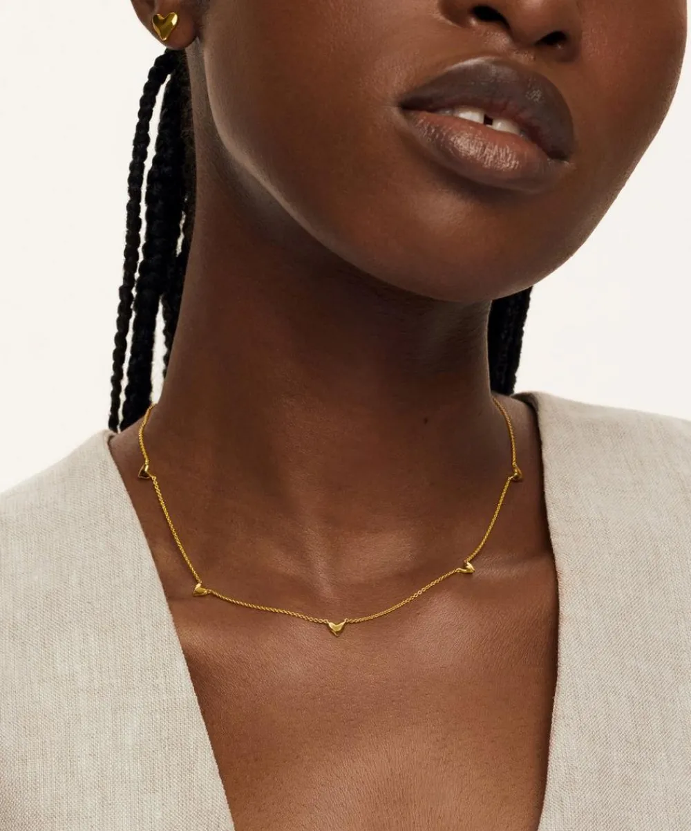 Monica Vinader Necklaces^18ct Gold-Plated Vermeil Silver Heart Station Chain Necklace