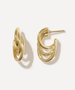 Otiumberg Earrings^14ct Gold-Plated Vermeil Silver Gathered Sonder Hoop Earrings