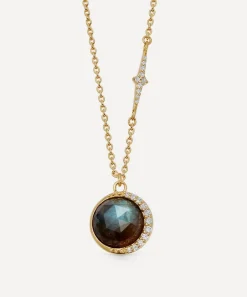 Astley Clarke Necklaces^18ct Gold-Plated Vermeil Silver Large Luna Labradorite Pendant Necklace