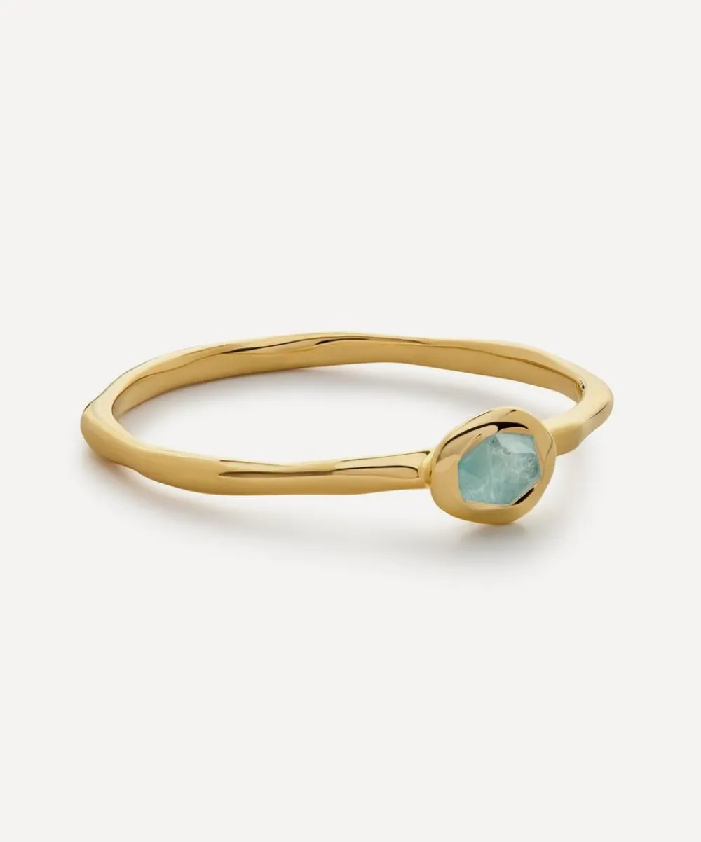 Monica Vinader Rings^18ct Gold-Plated Vermeil Silver Odyssey Gemstone Stacking Ring