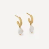 Monica Vinader Earrings^18ct Gold-Plated Vermeil Silver Nura Keshi Pearl Huggie Hoop Earrings