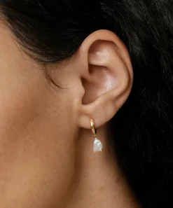 Monica Vinader Earrings^18ct Gold-Plated Vermeil Silver Nura Keshi Pearl Huggie Hoop Earrings