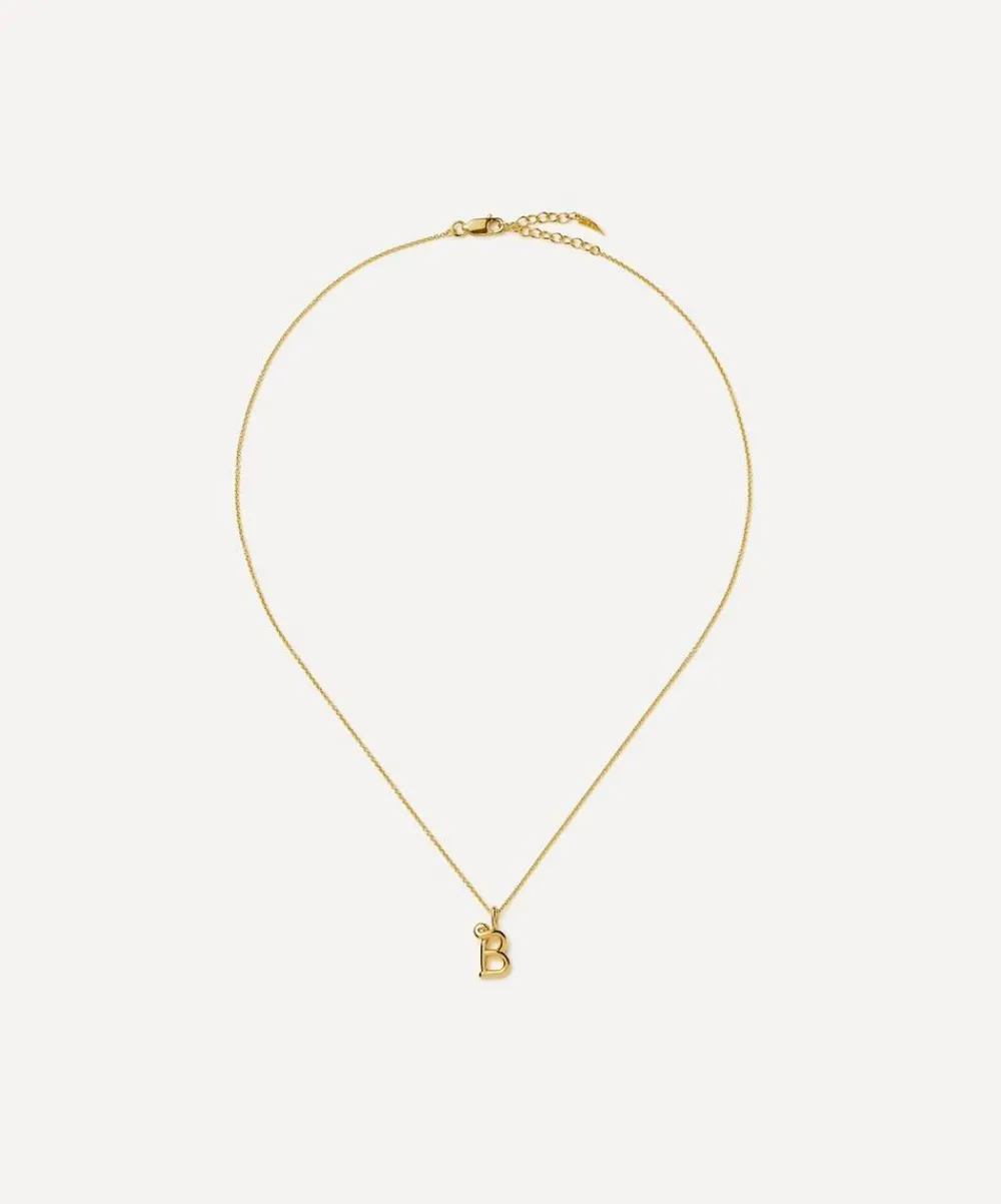 Missoma Necklaces^18ct Gold-Plated Vermeil Silver Curly Molten Mini B Initial Pendant Necklace