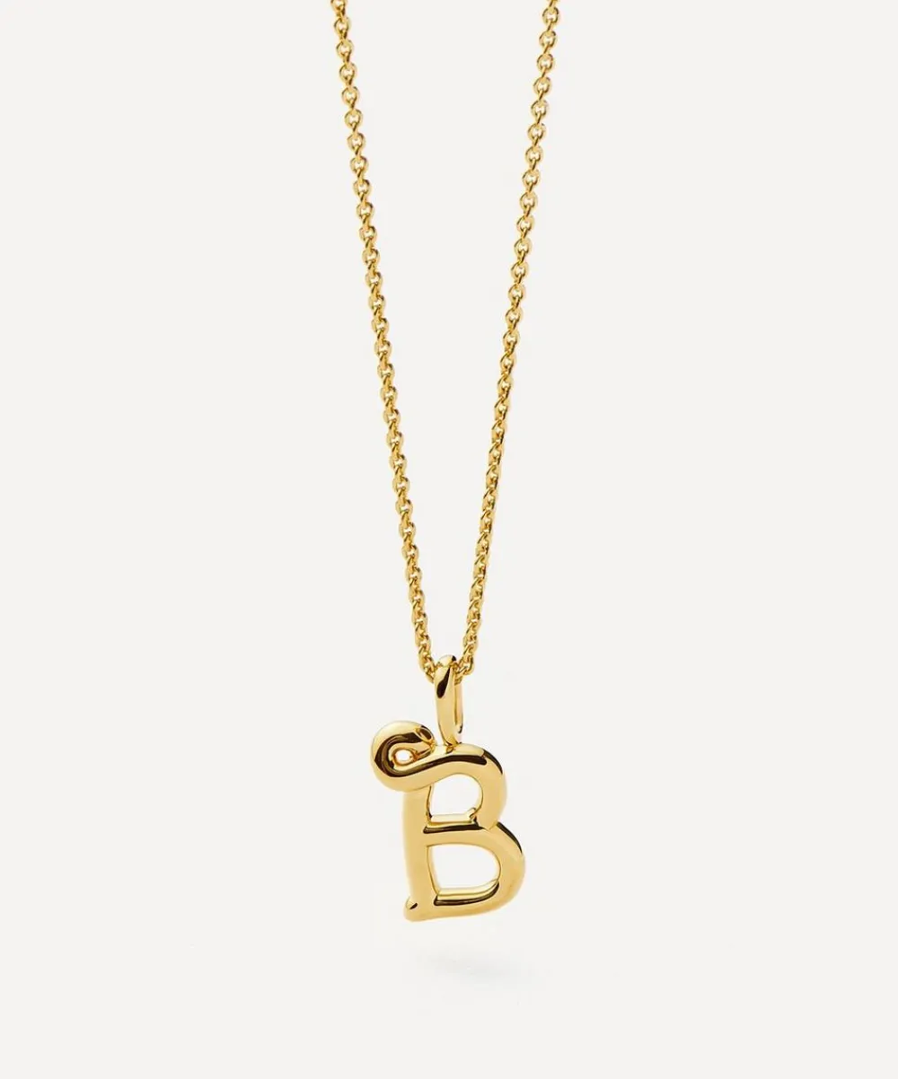 Missoma Necklaces^18ct Gold-Plated Vermeil Silver Curly Molten Mini B Initial Pendant Necklace
