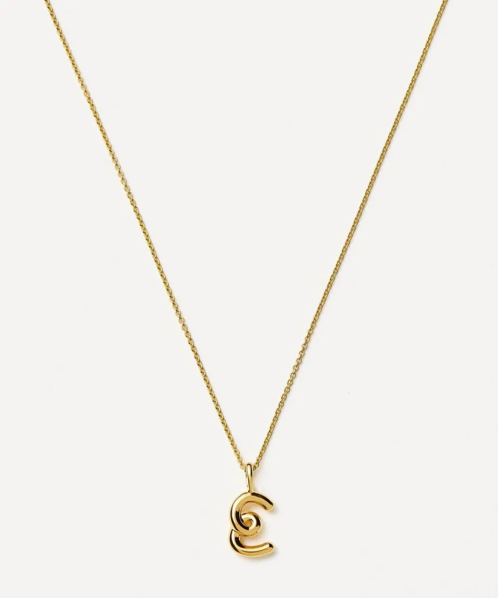 Missoma Necklaces^18ct Gold-Plated Vermeil Silver Curly Molten Mini E Initial Pendant Necklace
