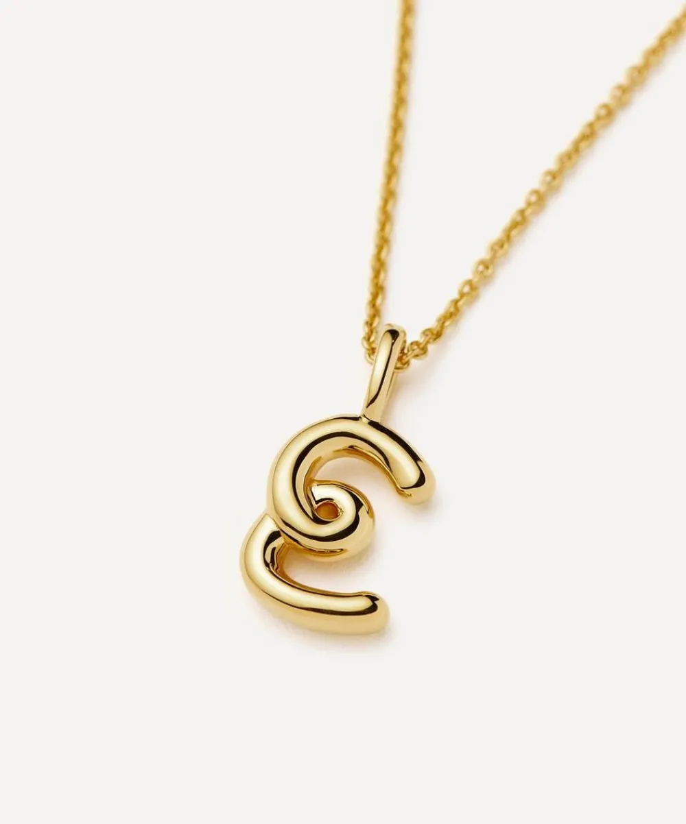 Missoma Necklaces^18ct Gold-Plated Vermeil Silver Curly Molten Mini E Initial Pendant Necklace