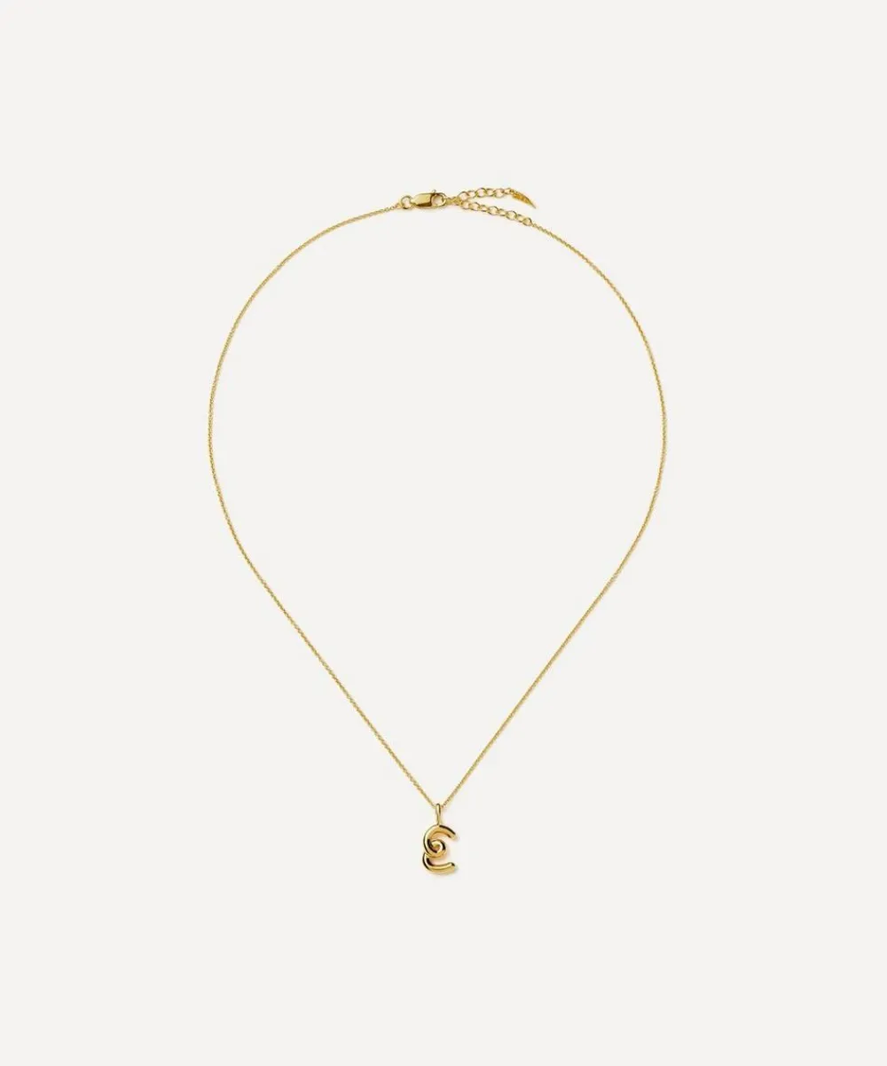 Missoma Necklaces^18ct Gold-Plated Vermeil Silver Curly Molten Mini E Initial Pendant Necklace