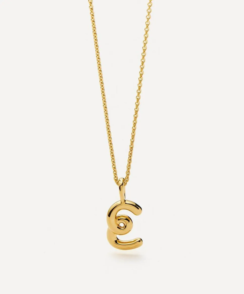 Missoma Necklaces^18ct Gold-Plated Vermeil Silver Curly Molten Mini E Initial Pendant Necklace