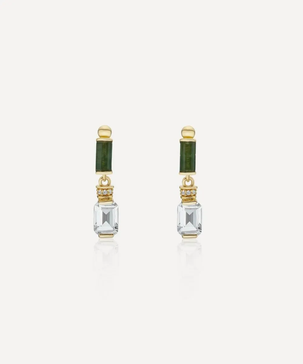Laura Vann Earrings^18ct Gold-Plated Vermeil Silver Column Emerald Cut Drop Earrings