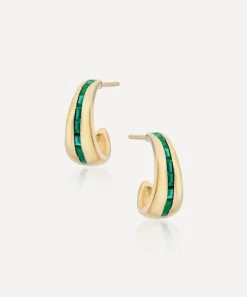 Laura Vann Earrings^18ct Gold-Plated Vermeil Silver Bea Baguette Hoop Earrings