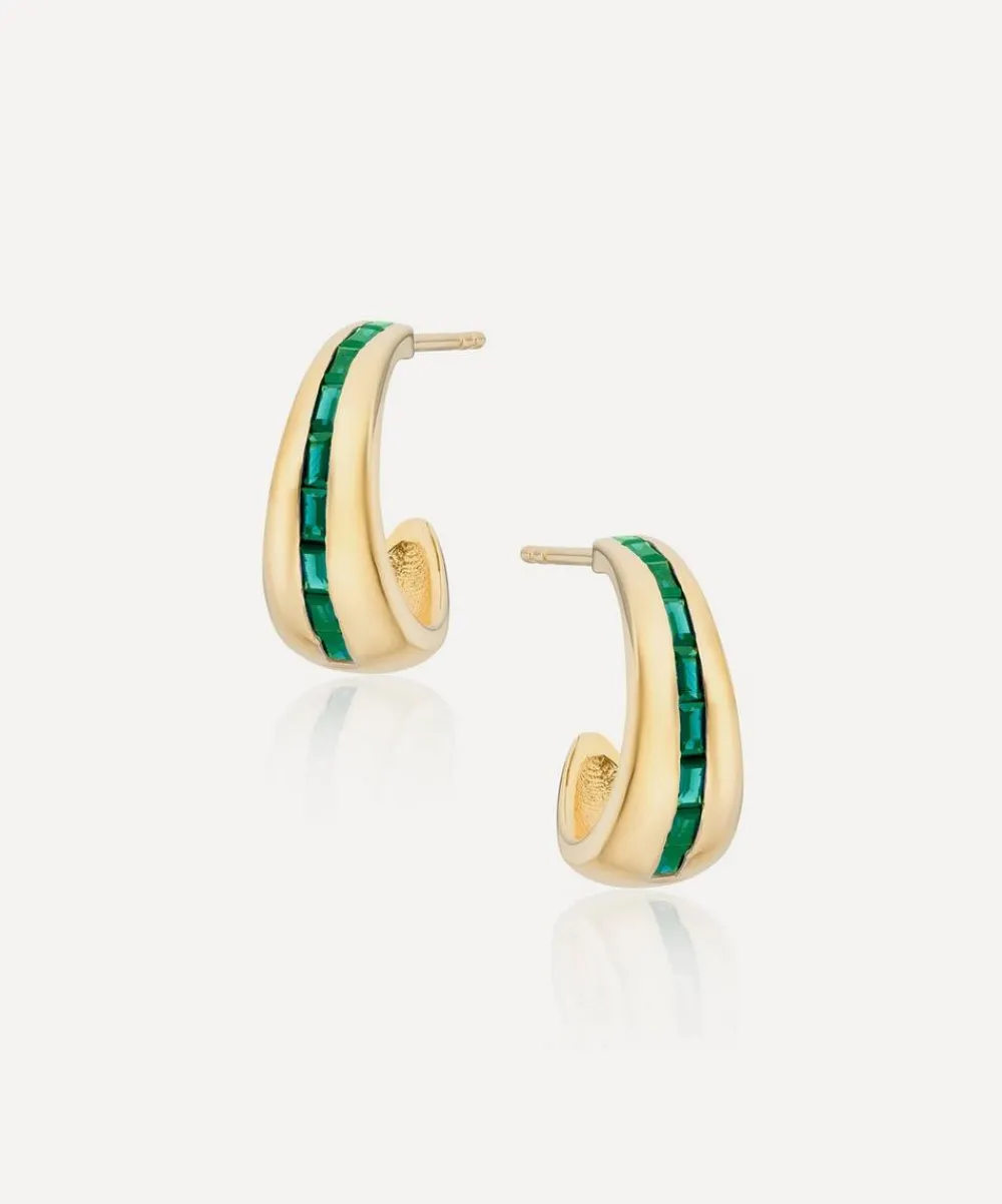 Laura Vann Earrings^18ct Gold-Plated Vermeil Silver Bea Baguette Hoop Earrings