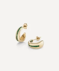 Laura Vann Earrings^18ct Gold-Plated Vermeil Silver Bea Baguette Hoop Earrings