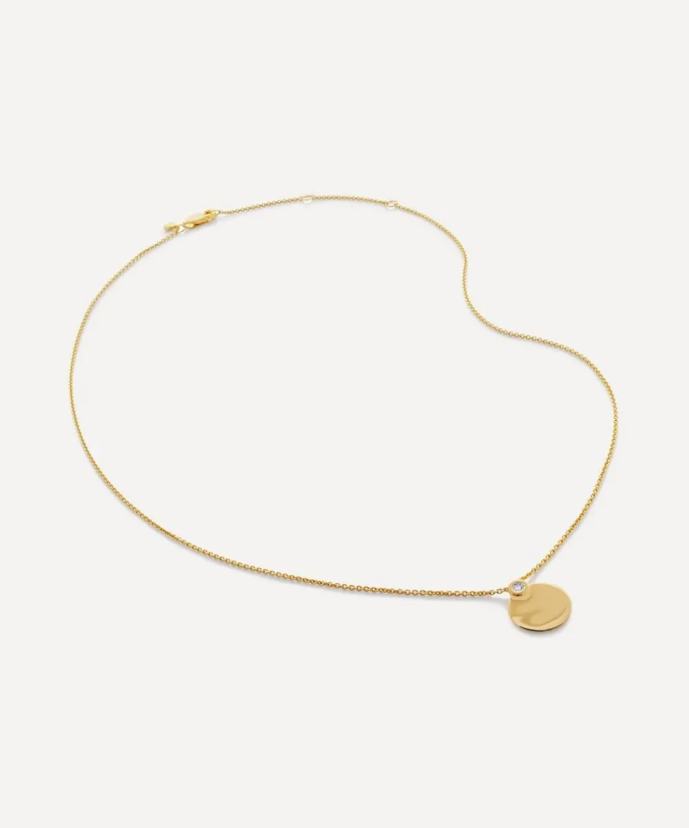 Monica Vinader Necklaces^18ct Gold-Plated Vermeil Silver Lab-Grown Diamond Engravable Pendant Necklace