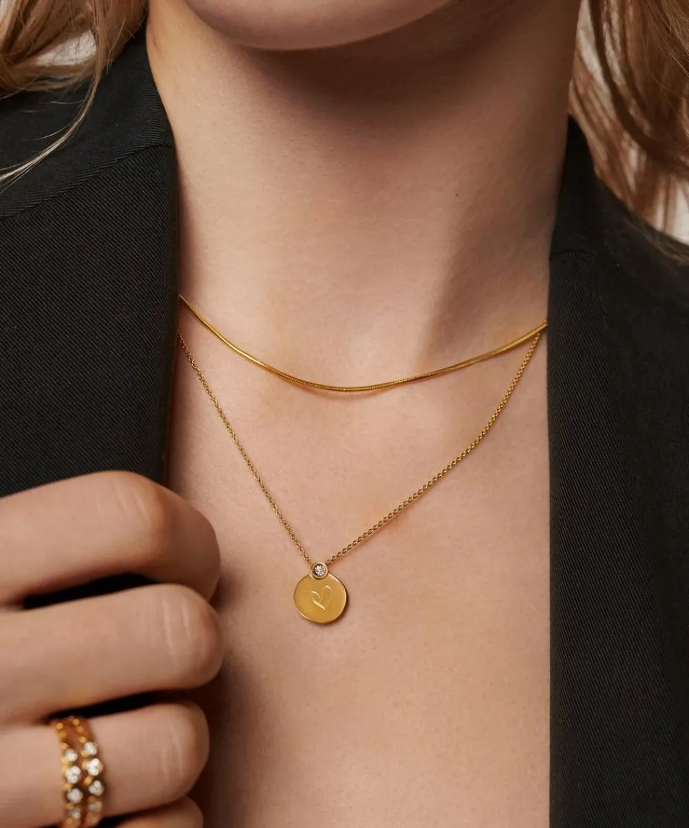 Monica Vinader Necklaces^18ct Gold-Plated Vermeil Silver Lab-Grown Diamond Engravable Pendant Necklace
