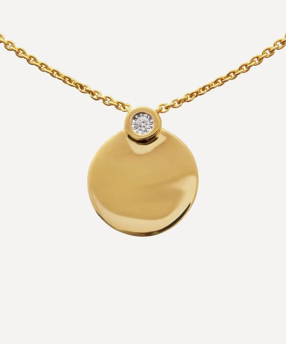 Monica Vinader Necklaces^18ct Gold-Plated Vermeil Silver Lab-Grown Diamond Engravable Pendant Necklace