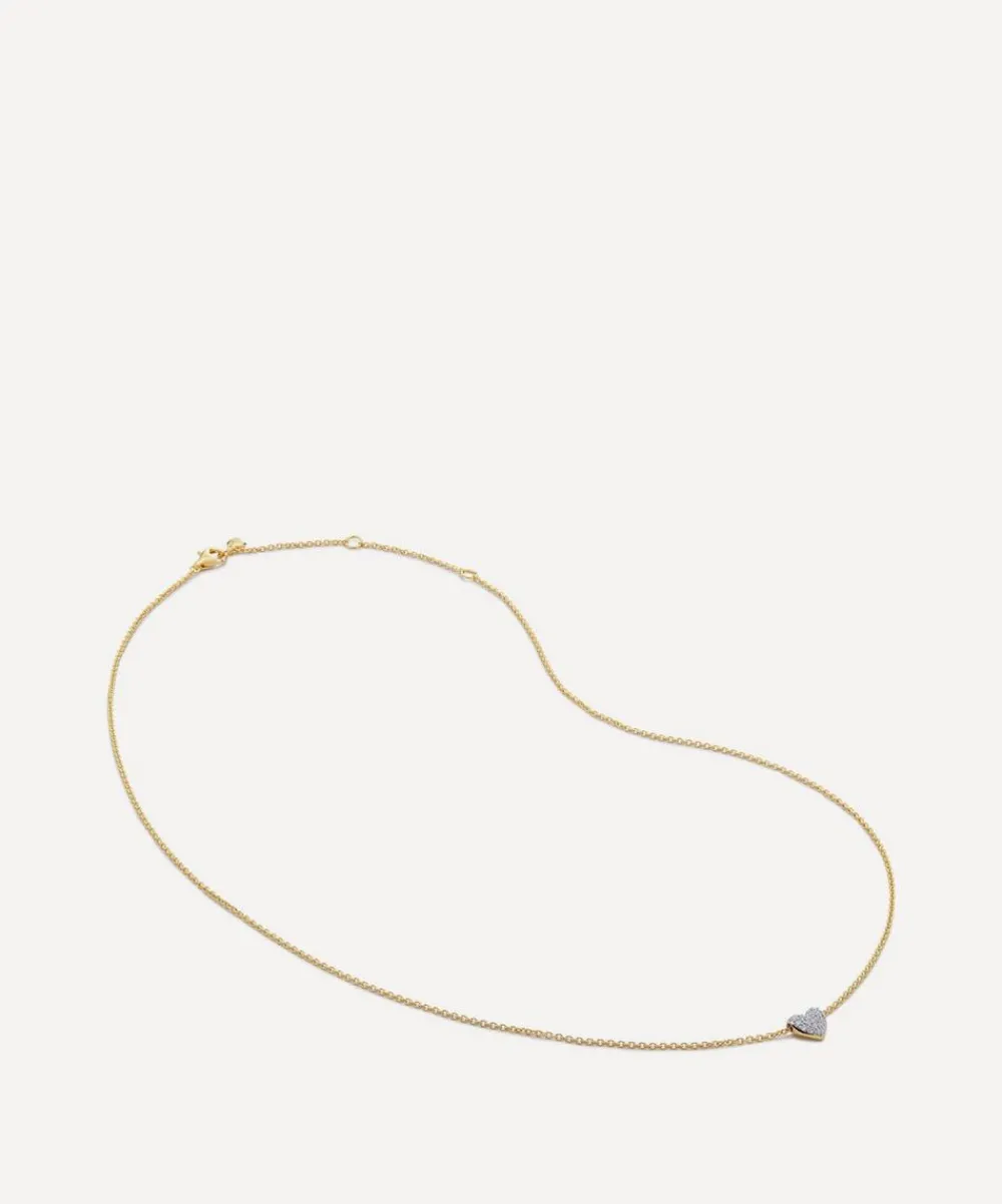 Monica Vinader Necklaces^18ct Gold-Plated Vermeil Silver Diamond Heart Pendant Necklace