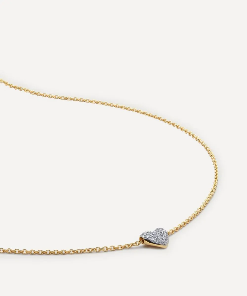 Monica Vinader Necklaces^18ct Gold-Plated Vermeil Silver Diamond Heart Pendant Necklace