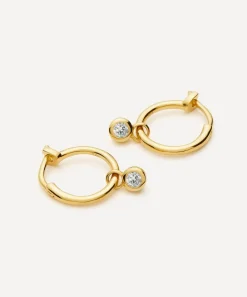 Missoma Earrings^18ct Gold-Plated Vermeil Silver Tennis Charm Mini Drop Hoop Earrings