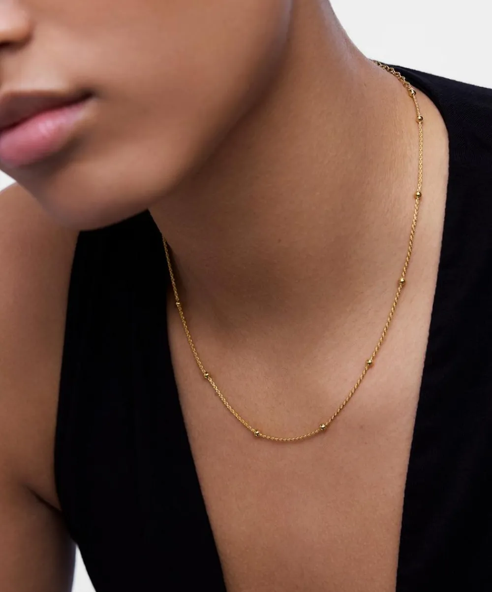 Monica Vinader Necklaces^18ct Gold-Plated Vermeil Silver Beaded Rope Chain Necklace