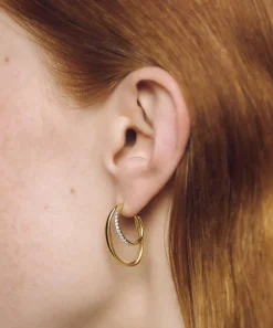 Monica Vinader Earrings^18ct Gold-Plated Vermeil Silver Nura Wrap Medium Hoop Earrings