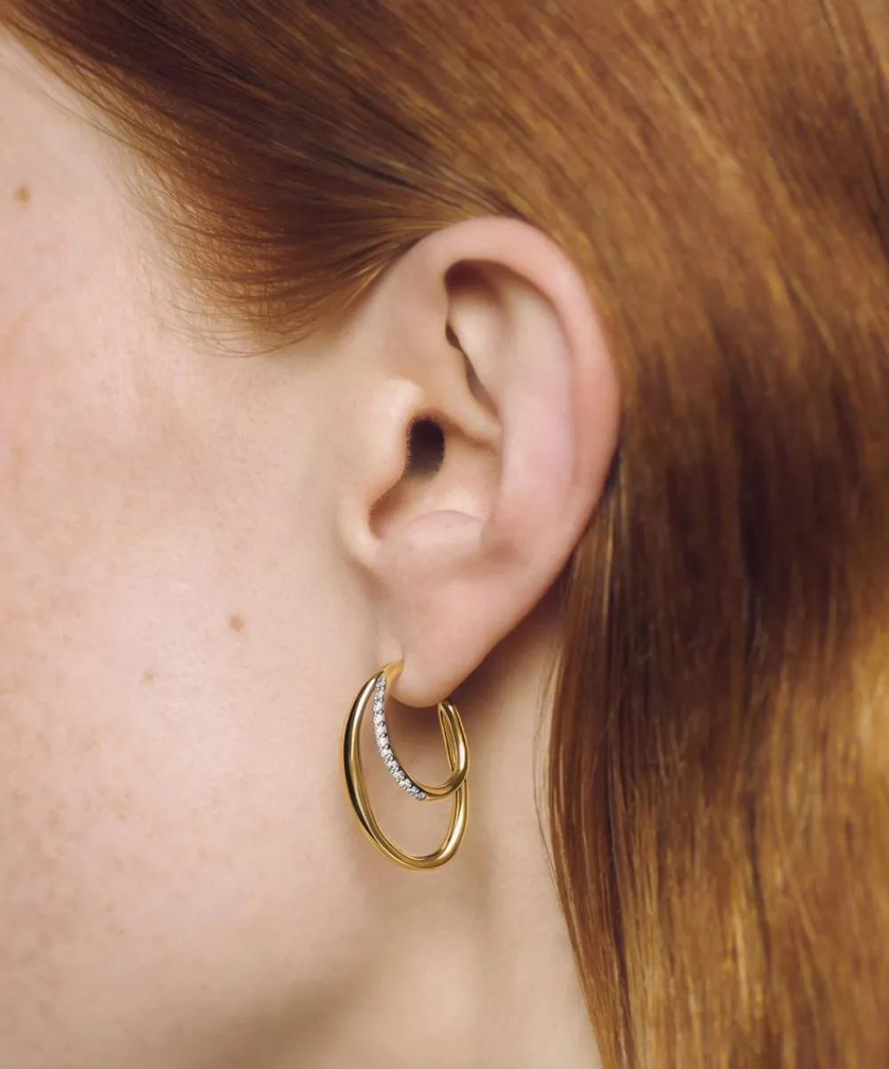Monica Vinader Earrings^18ct Gold-Plated Vermeil Silver Nura Wrap Medium Hoop Earrings