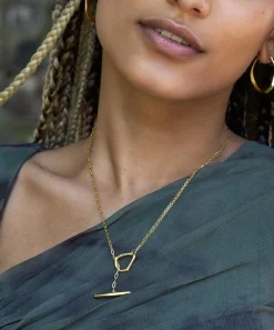 Dinny Hall Necklaces^22ct Gold-Plated Vermeil Silver Thalassa Faceted Medium T-Bar Lariat Pendant Necklace
