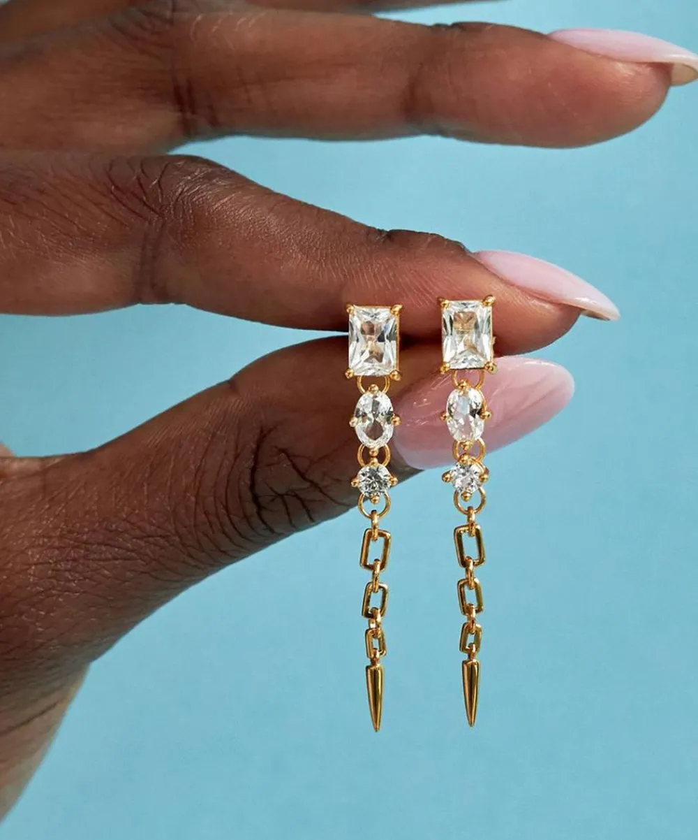Dinny Hall Earrings^22ct Gold-Plated Vermeil Silver Gem-Set Column Drop Earrings
