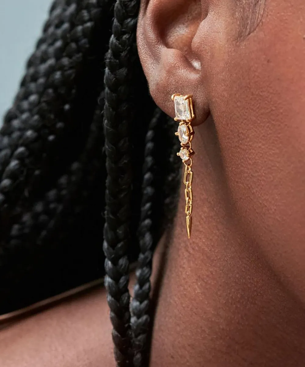 Dinny Hall Earrings^22ct Gold-Plated Vermeil Silver Gem-Set Column Drop Earrings