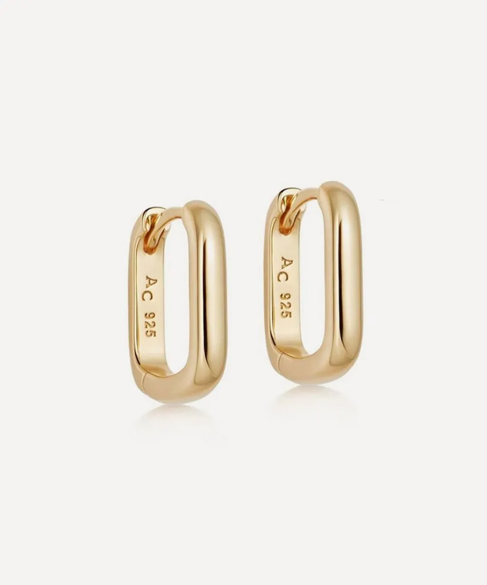 Astley Clarke Earrings^18ct Gold-Plated Vermeil Silver Celestial Small Oblong Huggie Hoop Earrings