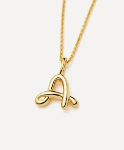 Missoma Necklaces^18ct Gold-Plated Vermeil Silver Curly Molten Mini A Initial Pendant Necklace