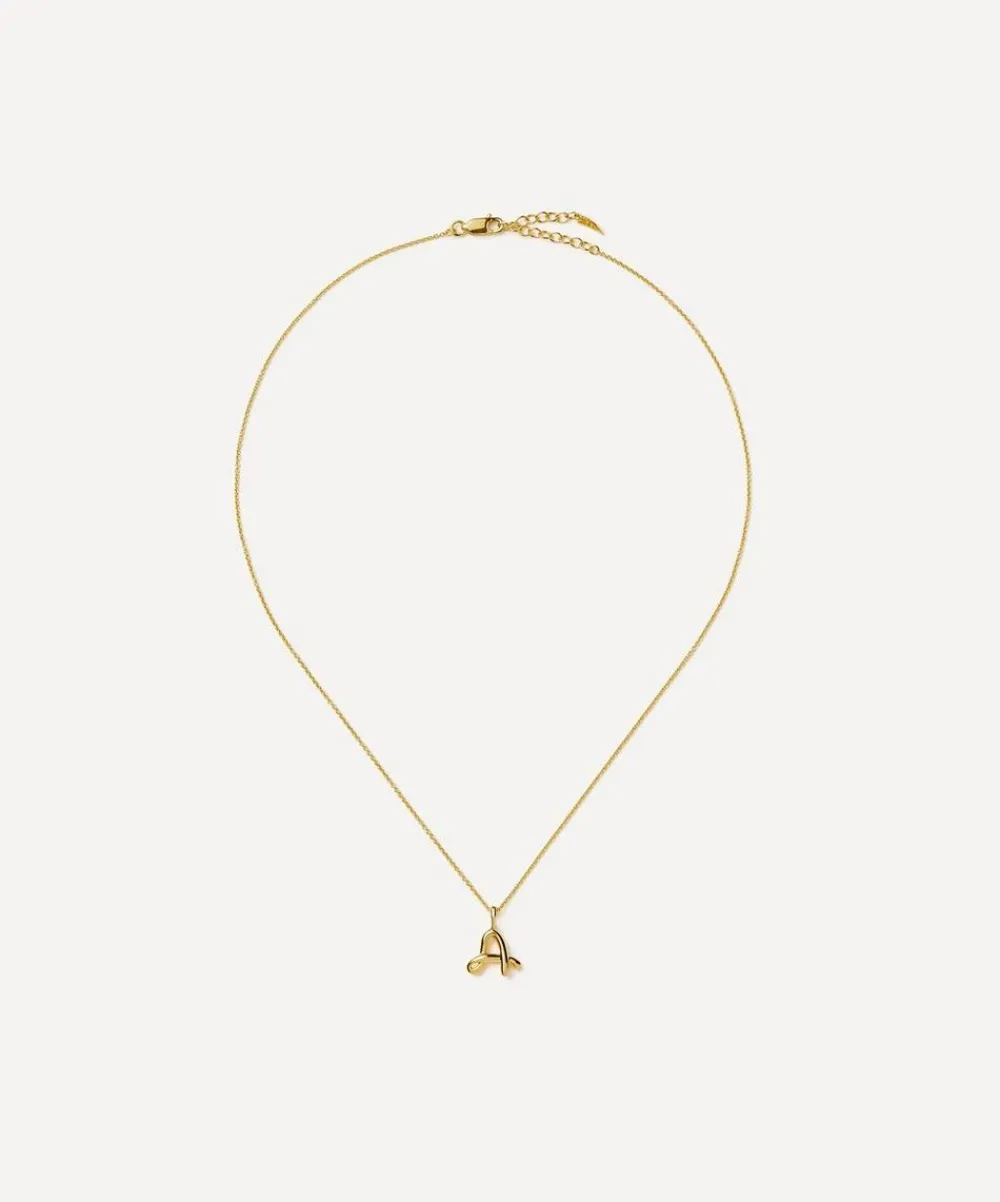 Missoma Necklaces^18ct Gold-Plated Vermeil Silver Curly Molten Mini A Initial Pendant Necklace