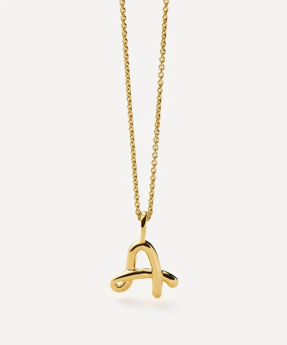 Missoma Necklaces^18ct Gold-Plated Vermeil Silver Curly Molten Mini A Initial Pendant Necklace