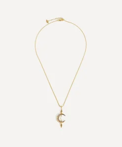 Missoma Necklaces^18ct Gold-Plated Vermeil Silver Harris Reed Crescent Moon Pearl Pendant Necklace