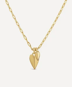 Dinny Hall Charms & Pendants^22ct Gold-Plated Vermeil Silver Folded Heart Duo Pendant Necklace