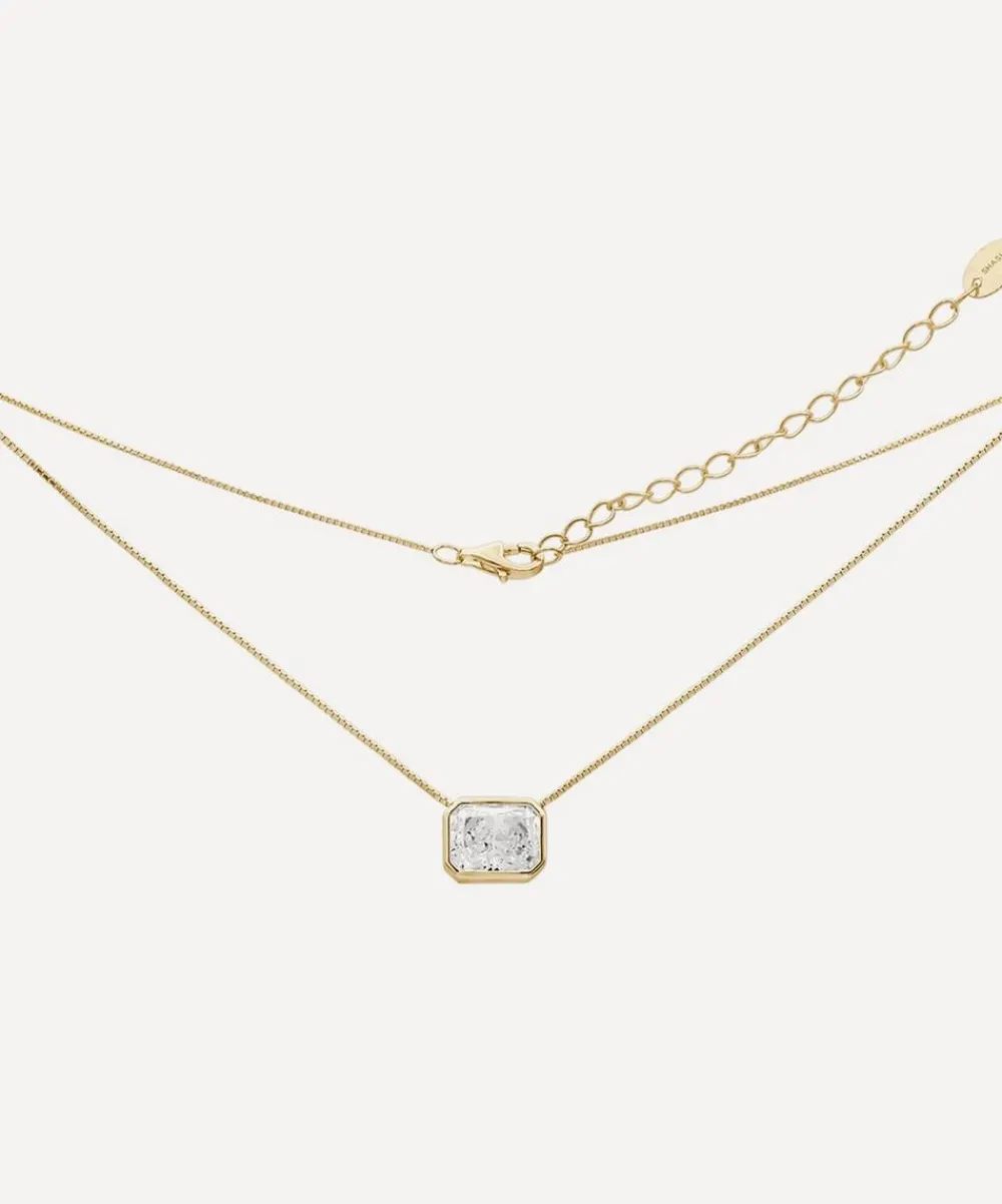 SHASHI Necklaces^14ct Gold-Plated Vermeil Silver Emerald Baguette Pendant Necklace