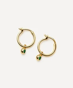 Missoma Earrings^18ct Gold-Plated Vermeil Silver Tennis Charm Mini Drop Hoop Earrings