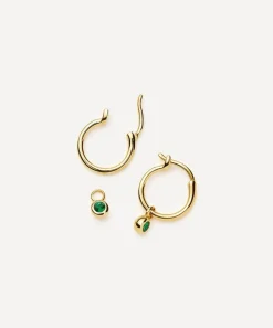 Missoma Earrings^18ct Gold-Plated Vermeil Silver Tennis Charm Mini Drop Hoop Earrings