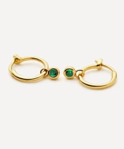 Missoma Earrings^18ct Gold-Plated Vermeil Silver Tennis Charm Mini Drop Hoop Earrings