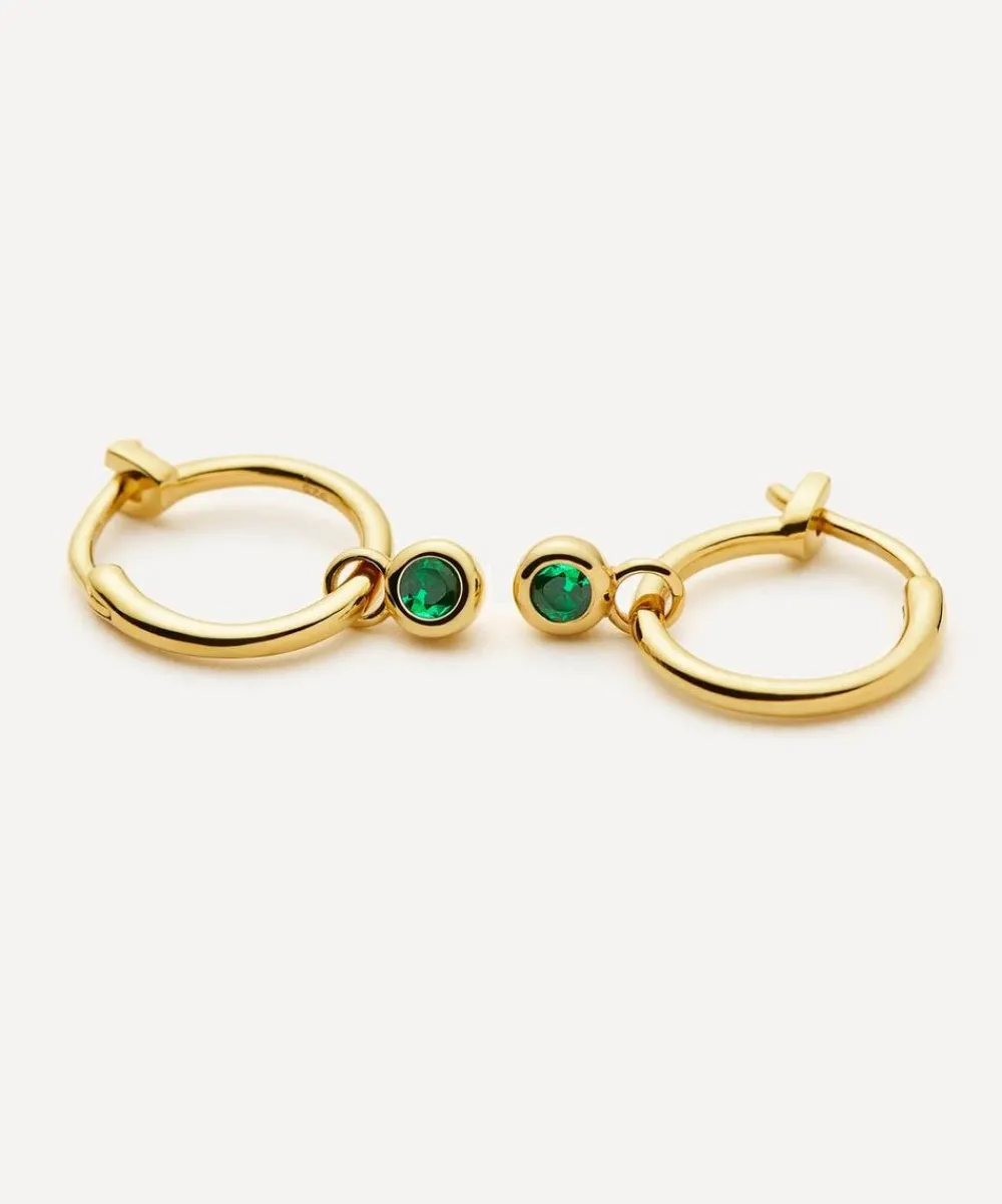 Missoma Earrings^18ct Gold-Plated Vermeil Silver Tennis Charm Mini Drop Hoop Earrings