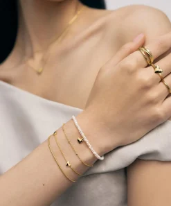 Monica Vinader Rings^18ct Gold-Plated Vermeil Silver Heart Stacking Ring