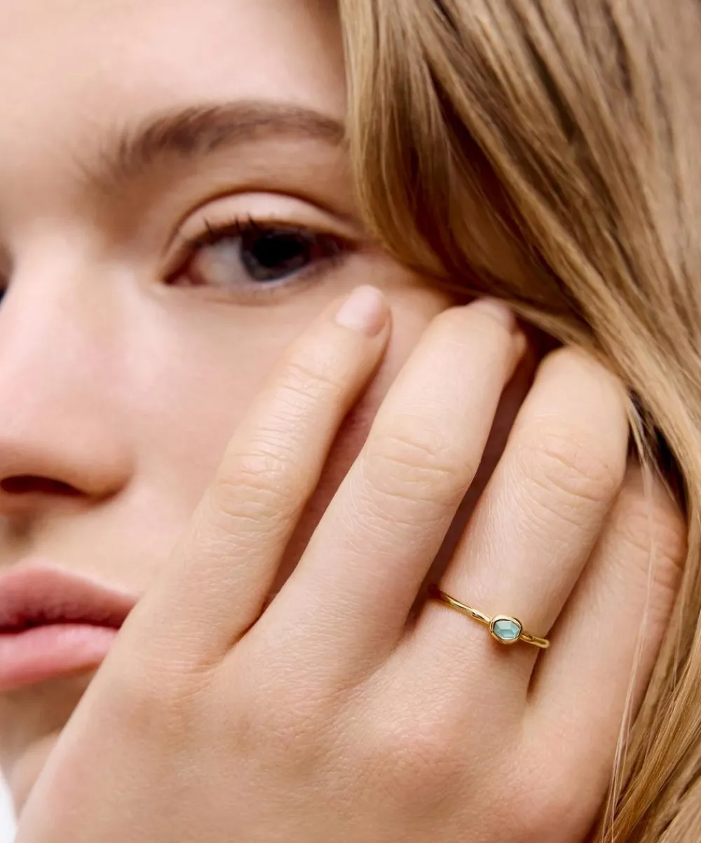 Monica Vinader Rings^18ct Gold-Plated Vermeil Silver Odyssey Gemstone Stacking Ring