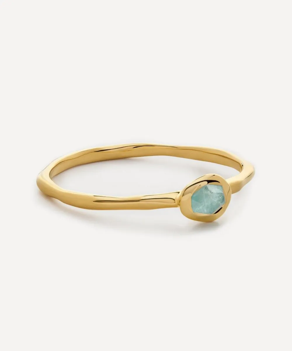 Monica Vinader Rings^18ct Gold-Plated Vermeil Silver Odyssey Gemstone Stacking Ring