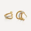 Monica Vinader Earrings^18ct Gold-Plated Vermeil Silver Riva Diamond Triple Wave Hoop Earrings