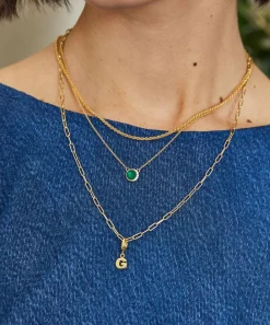 Astley Clarke Necklaces^18ct Gold-Plated Vermeil Silver Luna Green Chalcedony Pendant Necklace