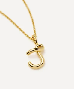Missoma Necklaces^18ct Gold-Plated Vermeil Silver Curly Molten Mini J Initial Pendant Necklace