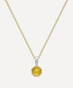 Dinny Hall Necklaces^22ct Gold-Plated Vermeil Silver November Lemon Quartz Birthstone Pendant Necklace