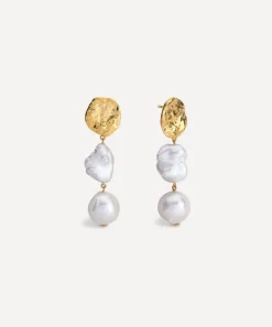 Monica Vinader Earrings^18ct Gold-Plated Vermeil Silver Capri Multi Pearl Drop Earrings